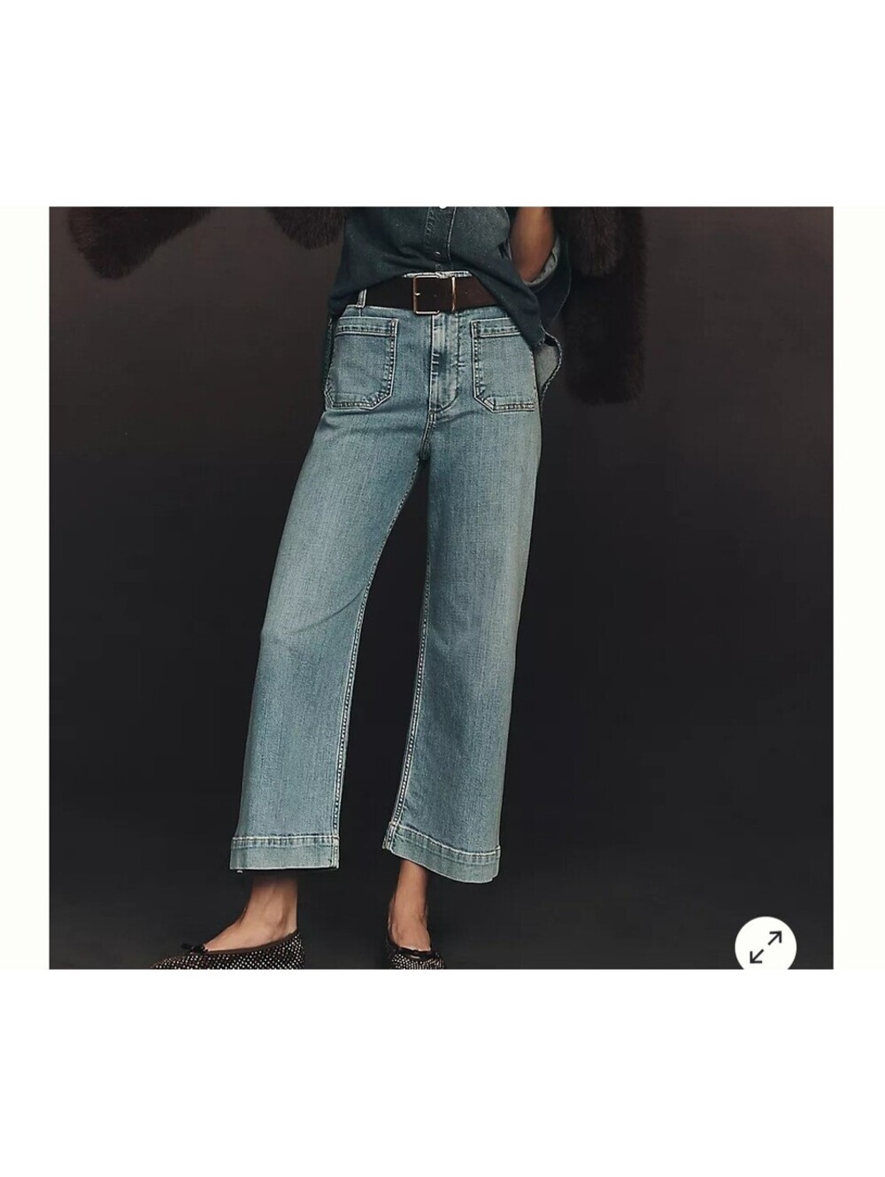 Maeve By Anthropology The Collette High Rise Wide Leg Jeans Cropped Size 28